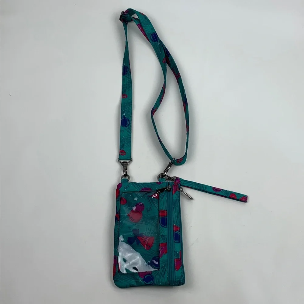 LUG Peekaboo Turquoise Teal Fuschia Purple Crossbody Bag Bells ornament Wristlet